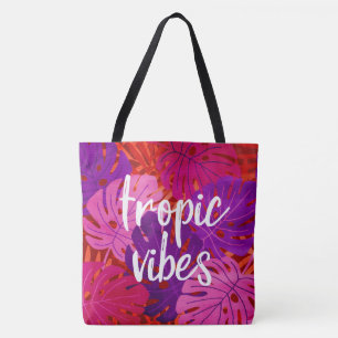 Tropic Vibes Hawaiian Monstera Leaf Tropical Warm Tote Bag