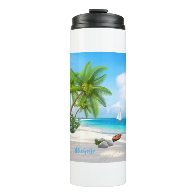 Tropica Beach Personalized Thermal Tumbler (Front)
