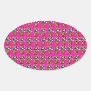 Tropica - Pink  Oval Sticker