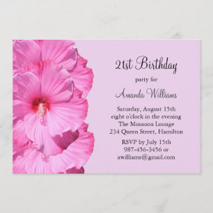 Tropical 21st Birthday Invitation (purple)