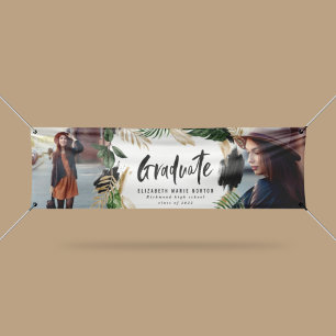 Tropical 2 photo graduation modern script banne banner