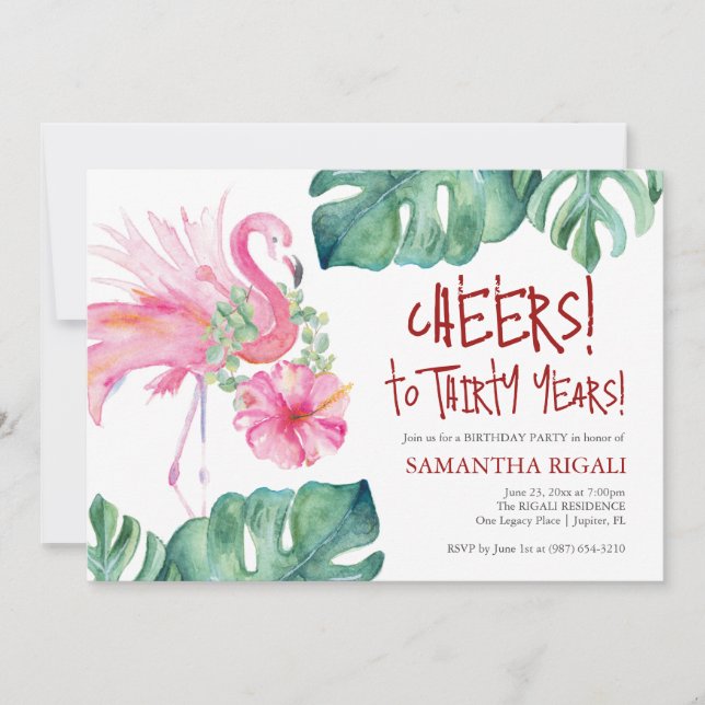 Tropical 30th Birthday Party Invitation Modèle (Devant)