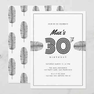 Tropical 30th Minimal Birthday Card