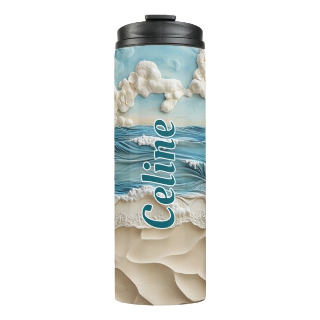Tropical 3D Paradise Customizable  Thermal Tumbler (Front)
