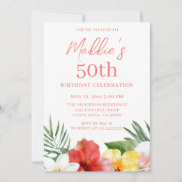 Tropical 50th Birthday Invitation