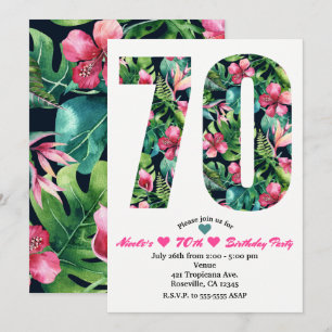 Tropical 70 70th Seventy Birthday Party Invitation