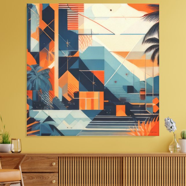 tropical abstract 001 canvas print (Insitu(LivingRoom))