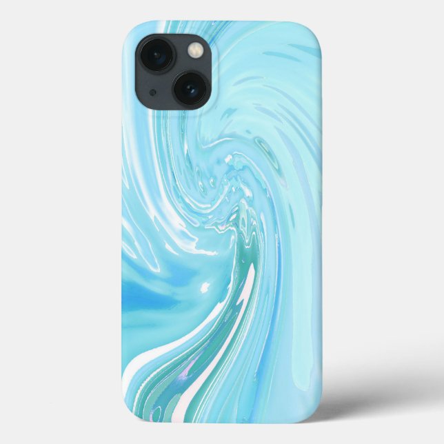 Tropical Abstract Acrylic Pour Blue Water Case-Mate iPhone Case (Back)