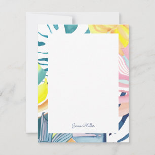 Tropical Abstract Art Personalized Flat Note Card
