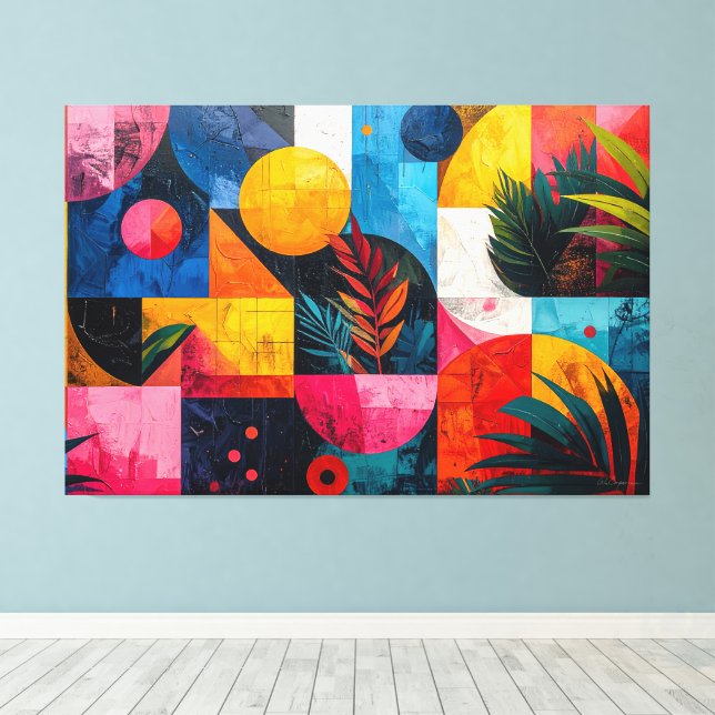 Tropical abstract canvas print (Insitu(Wood Floor))