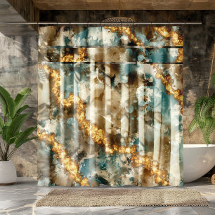 Tropical Abstract Marble Gold Glitter