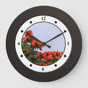 Tropical African Tulliptree Blooming Modern Digits Large Clock