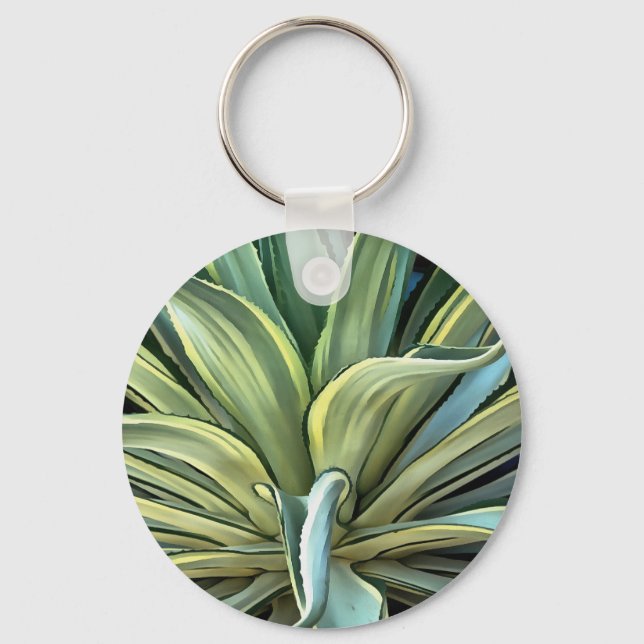 Tropical Agave Realism Art Keychain (Front)