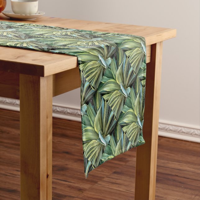 Tropical Agave Realism Art Short Table Runner (In Situ)
