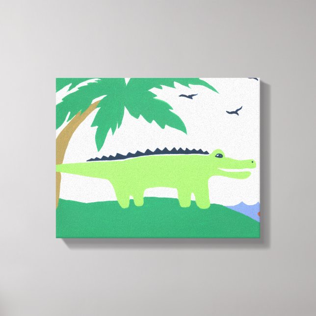 Tropical Alligator Art for Kids, Safari Sky Look Canvas Print (Front)