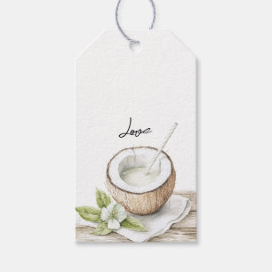 Tropical Aloha Beach Coconut Floral Wedding Gift Tags