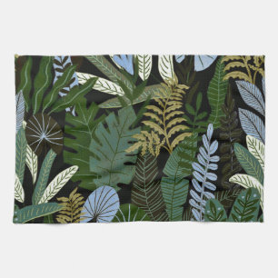 Tropical Aloha Exotic Green Jungle Pattern Kitchen Towel