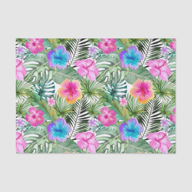 Tropical Aloha  Exotic Jungle Flowers Tissue Paper (Front)