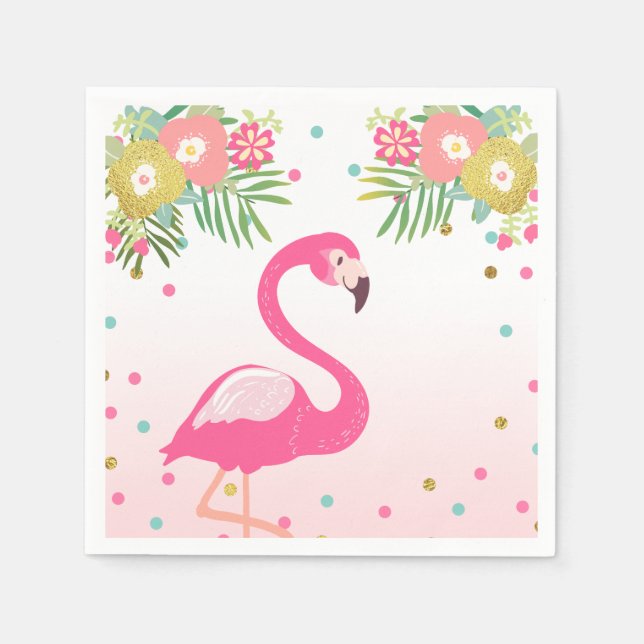 Tropical Aloha Flamingo Paper Napkins Birthday (Front)