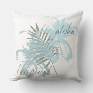 Tropical Aloha Flowers Throw Pillow