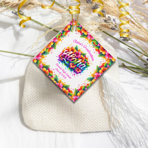 Tropical Aloha Graduation Party Favour Square Tags