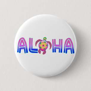 Tropical Aloha Hawaiian Sea Turtle 2 Inch Round Button
