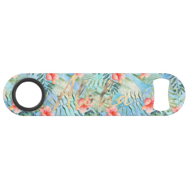 Tropical Aloha Hibiscus Floral Bar Key (Front (Horizontal))