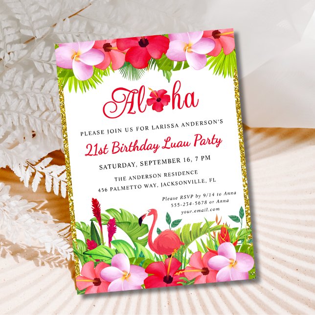 Tropical Aloha Luau Birthday Luau Invitation (Creator Uploaded)