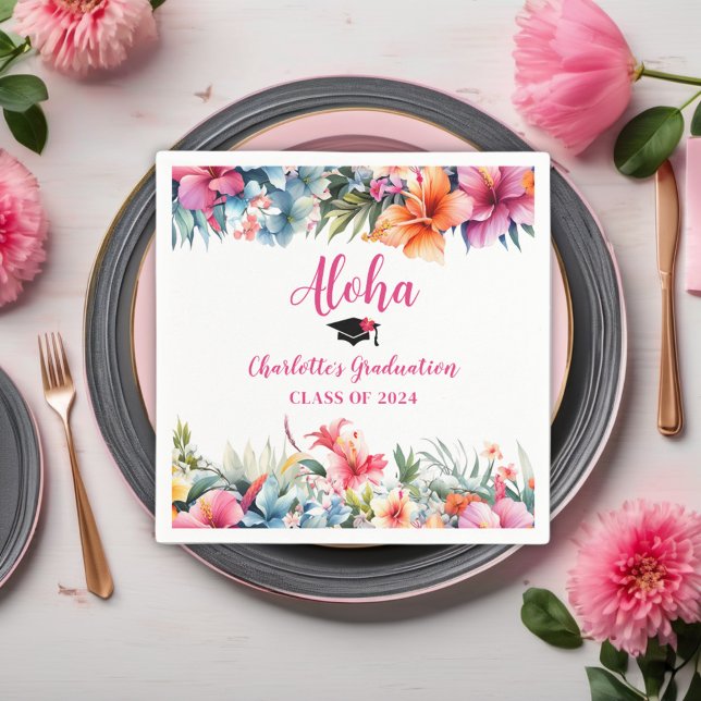 Tropical Aloha Luau Graduation 2024 Napkin (Creator Uploaded)