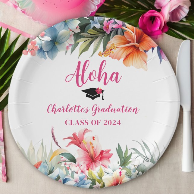 Tropical Aloha Luau Graduation 2024 Paper Plate (Creator Uploaded)