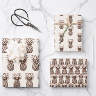 Tropical aloha party with pineapple wrapping paper sheet