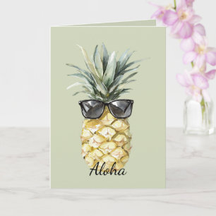 Tropical Aloha Pineapple with Sunglasses Card