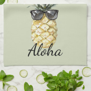 Tropical Aloha Pineapple with Sunglasses Kitchen Towel