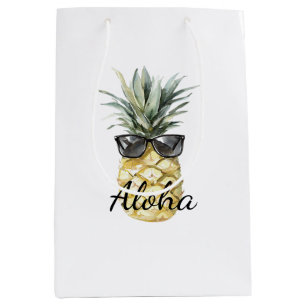 Tropical Aloha Pineapple with Sunglasses Medium Gift Bag