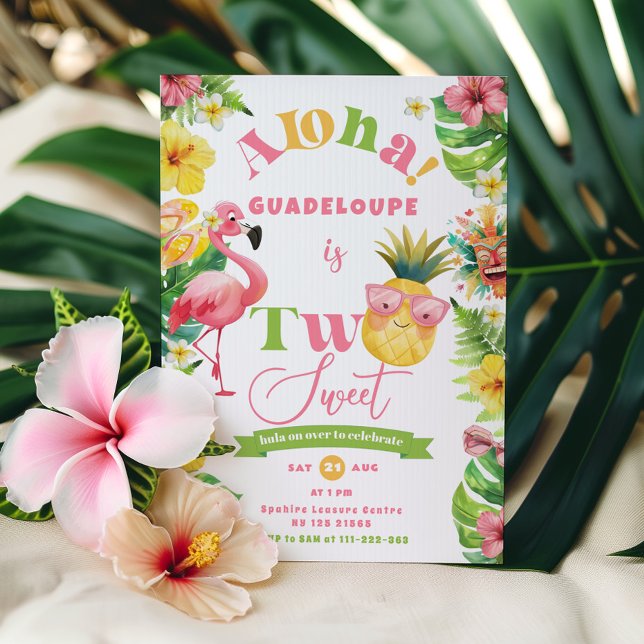 Tropical Aloha Two sweet luau party birthday Invitation (Creator Uploaded)