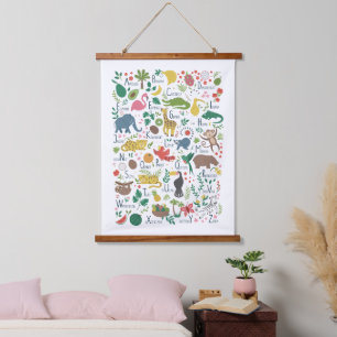 Tropical Alphabet for Children Hanging Tapestry