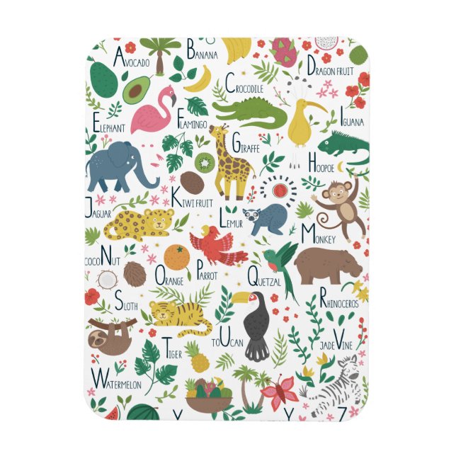 Tropical Alphabet for Children Magnet (Vertical)