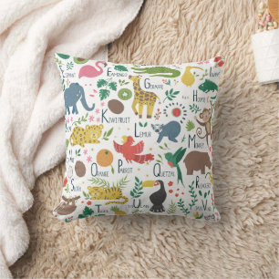 Tropical Alphabet for Children Throw Pillow