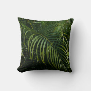 Tropical and botanical Dark Green Leaf Throw Pillow