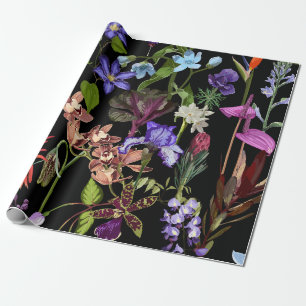 Tropical and garden flowers. wrapping paper