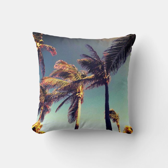 Tropical And Palm Trees Throw Pillow (Front)
