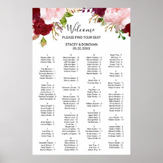 Tropical and Romantic Alphabetical Seating Chart
