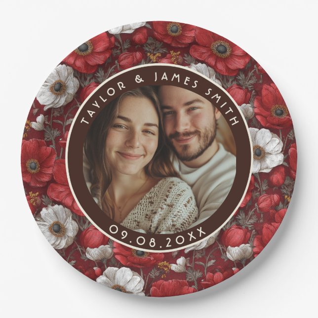 Tropical Anemones Accent Summer Wedding Paper Plate (Front)