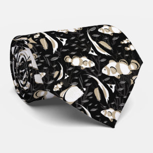 Tropical Angelfish Pattern Black and Grey Tie