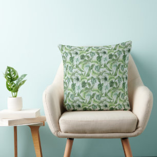 Tropical Animal Print &Greenery Series Design 12 Throw Pillow