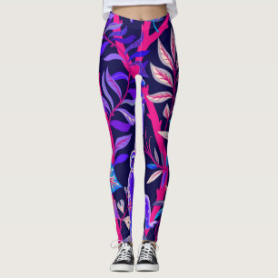 Tropical animals: blue monkeys pattern. leggings