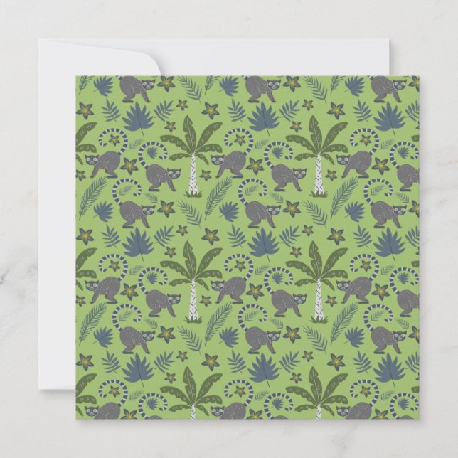 Tropical animals seamless pattern green and gray card (Front)