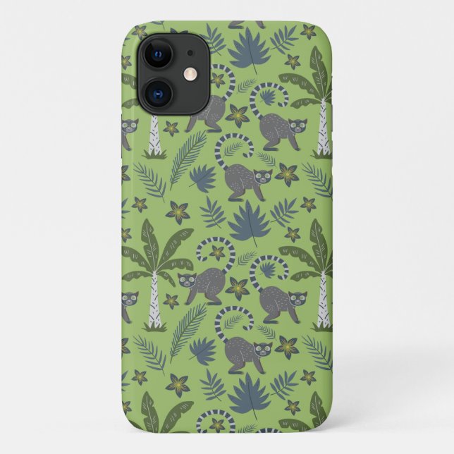 Tropical animals seamless pattern green and gray Case-Mate iPhone case (Back)