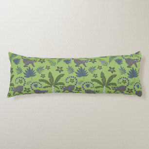 Tropical animals seamless pattern green and grey body pillow