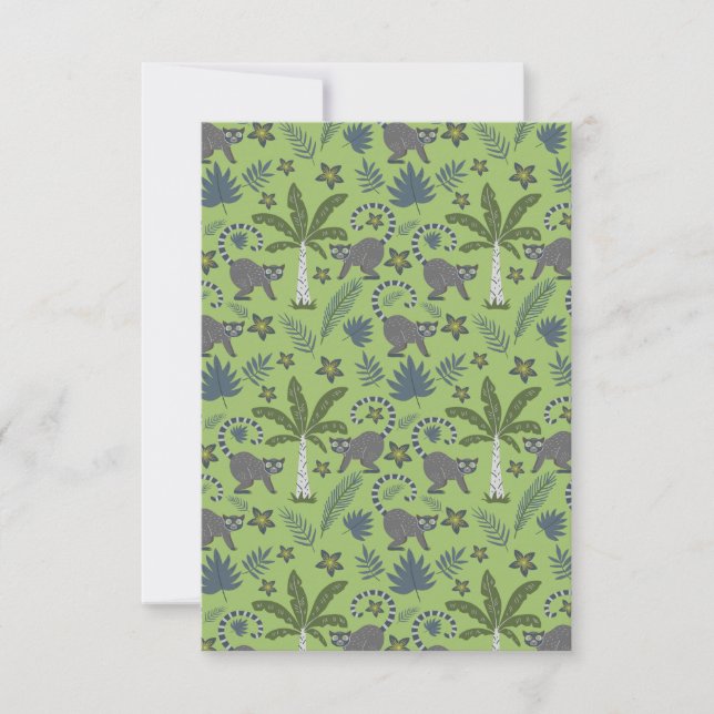 Tropical animals seamless pattern green and grey card (Front)
